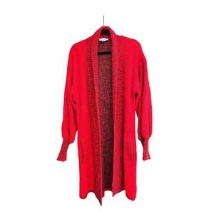 Women's Jacket Vintage Sweater Jacket Red Knit Medium